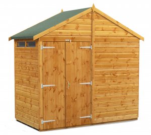 Power 4x8 Apex Secure Garden Shed - Double Door